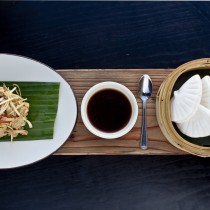 Dark soy marinated shredded chicken with home-made butterfly buns