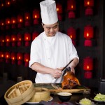 Our roasted Peking duck is carved at your table!