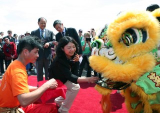 Family entertainment includes traditional lion dancing