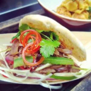 Shredded Peking duck buns at FEAST