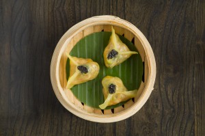 Scallop prawn and kai lan dumplings